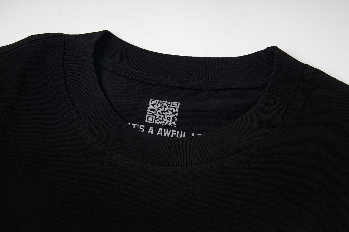 THAT'S A AWFUL LOT OF COUGH SYRUP Front & Back Graphic T-Shirt — neck_label