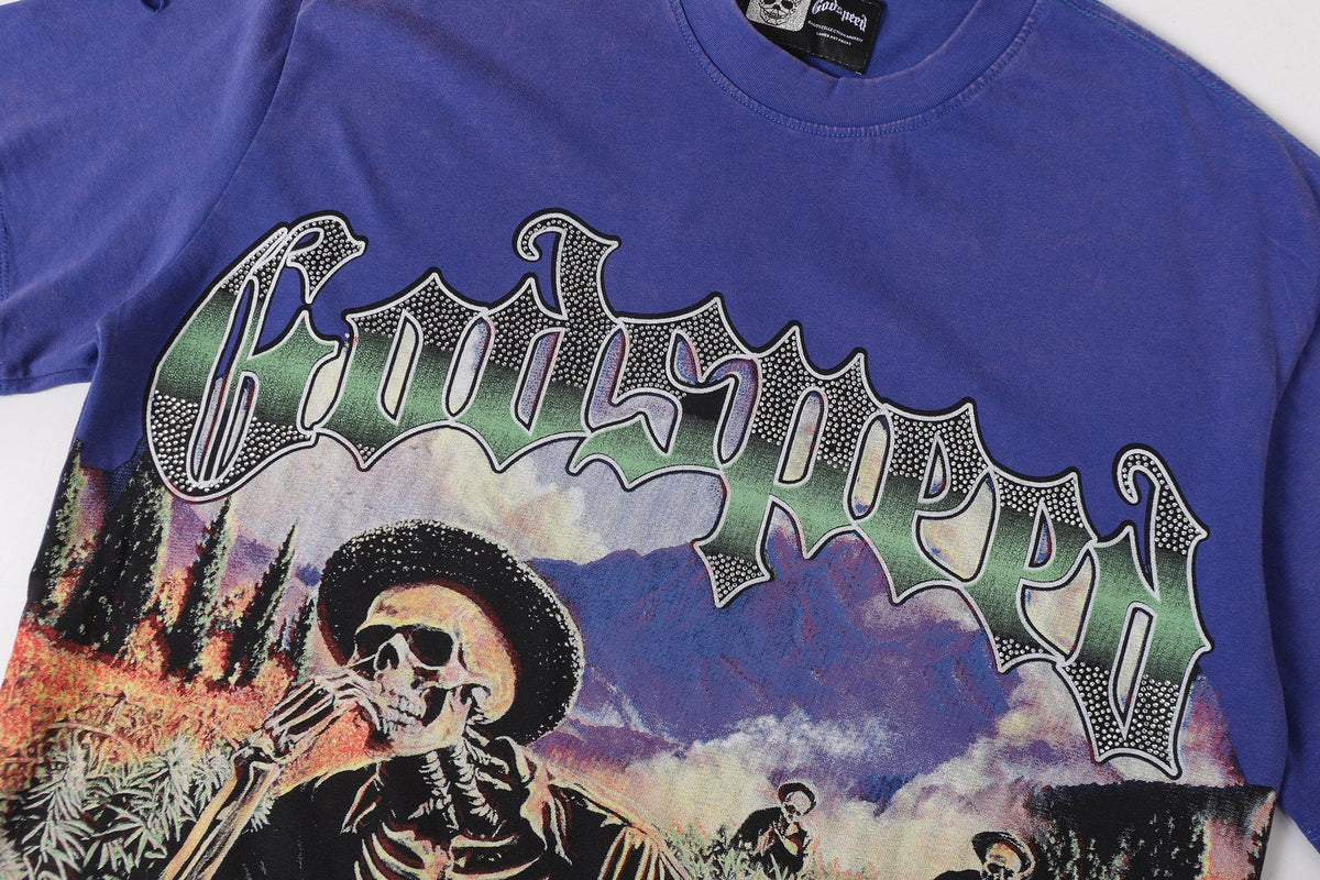 Godspeed Skeleton Landscape Graphic T-Shirt — detail