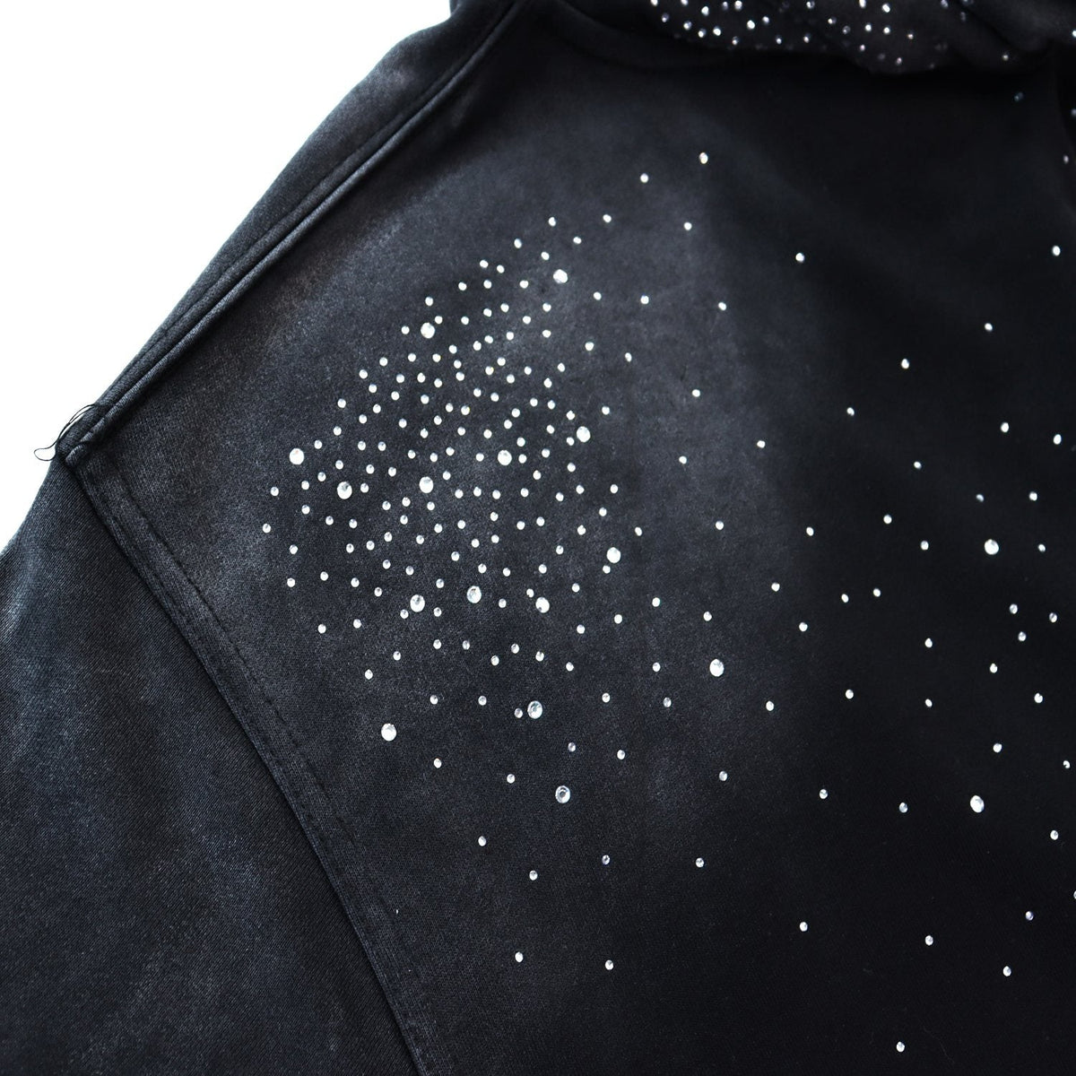 Valley Dreams Washed Rhinestone Zip Hoodie — fabric_closeup