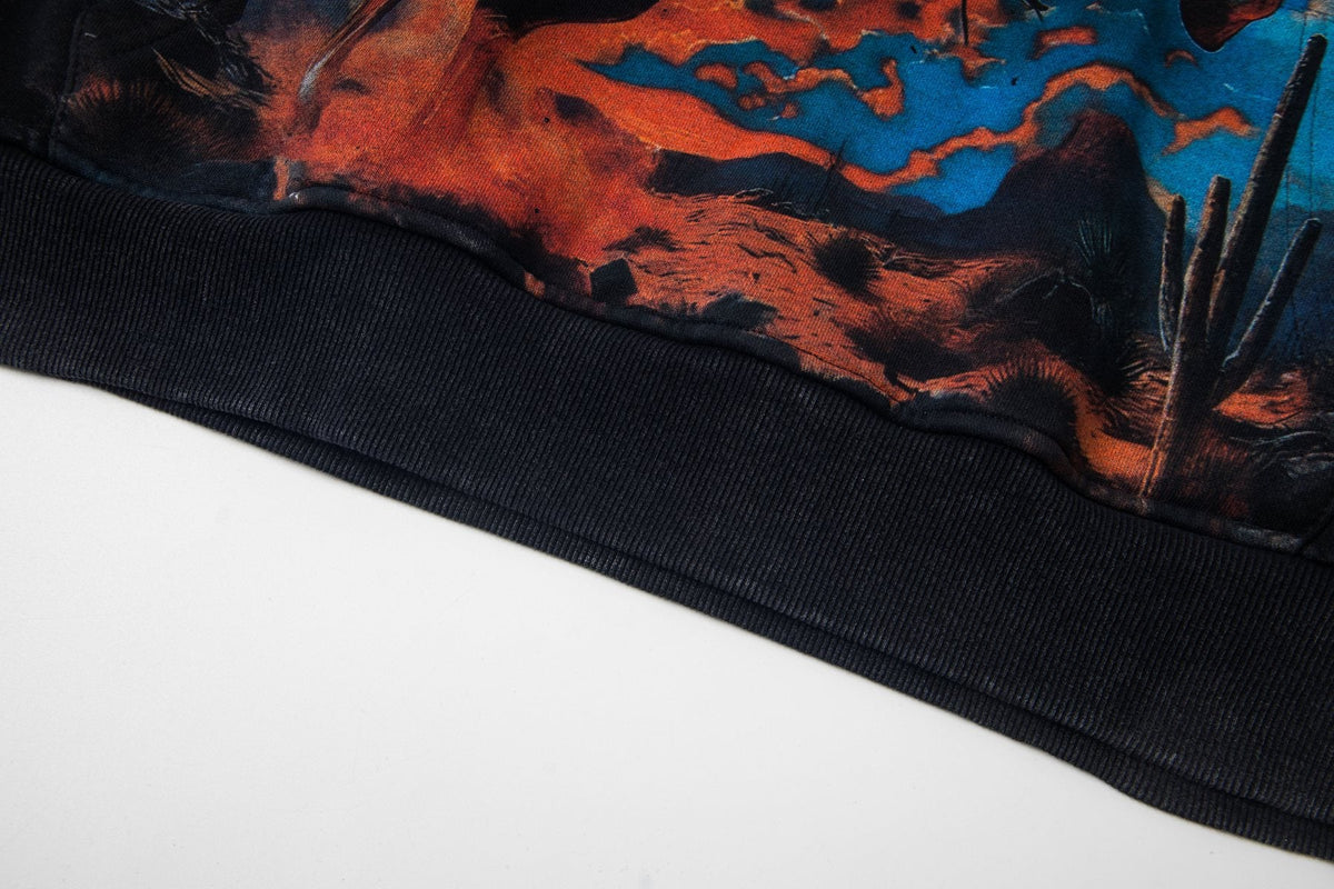Godspeed Out of My Mind Cowboy Flame Graphic Hoodie — detail
