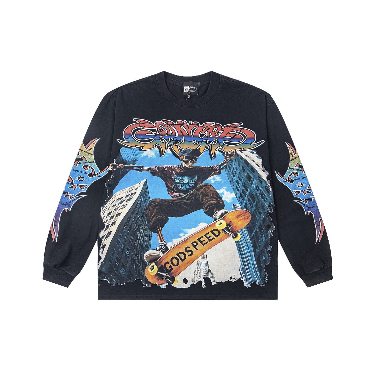 Godspeed White Ink Graphic Long-Sleeve T-Shirt — front