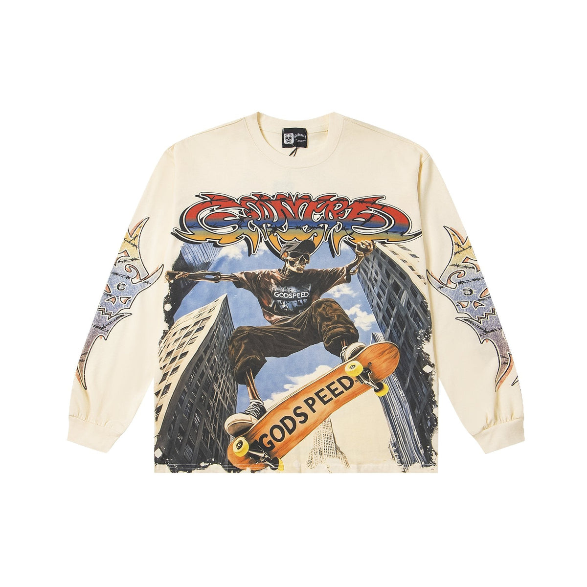 Godspeed White Ink Graphic Long-Sleeve T-Shirt — front