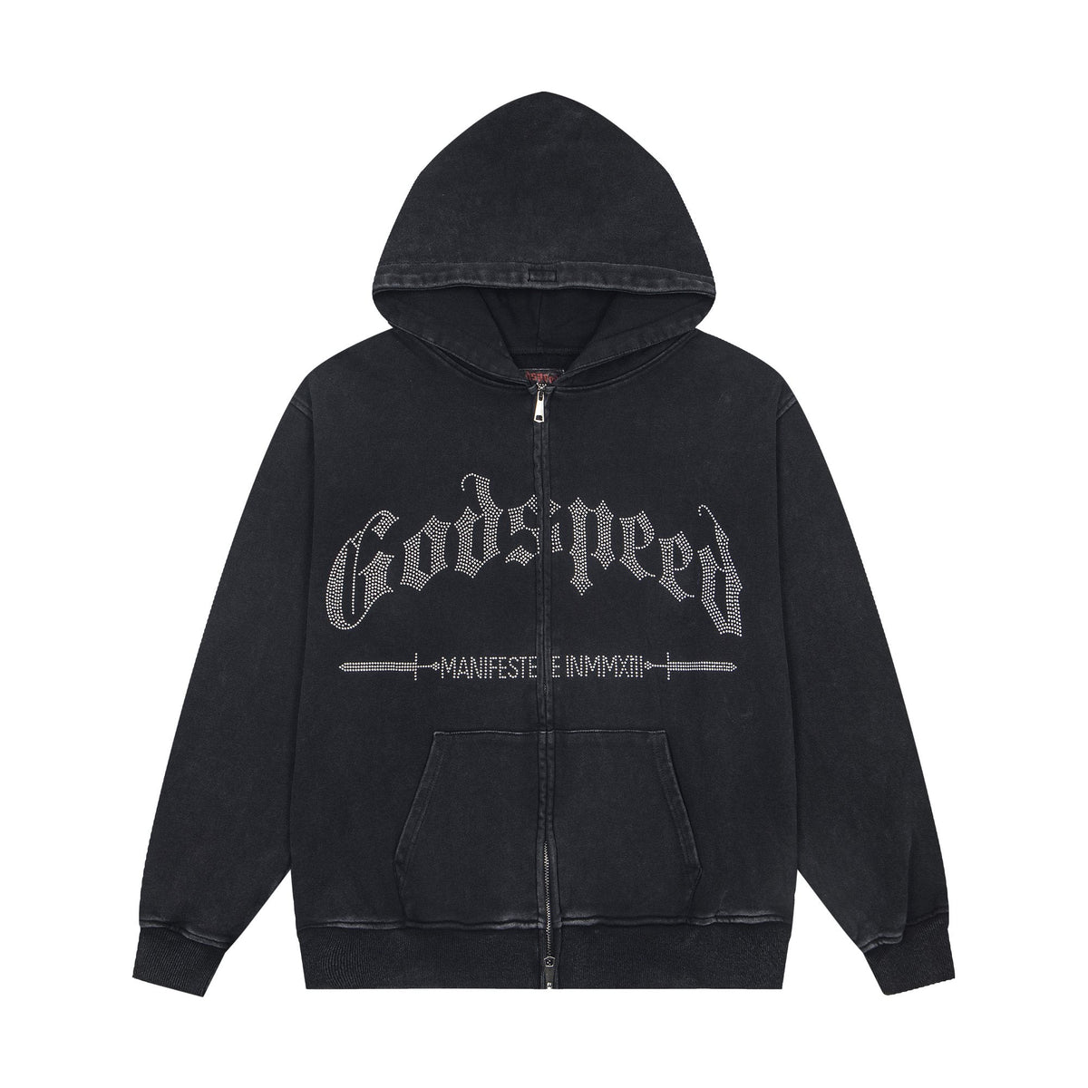 Godspeed Washed Gothic Graphic Full-Zip Hoodie — hero