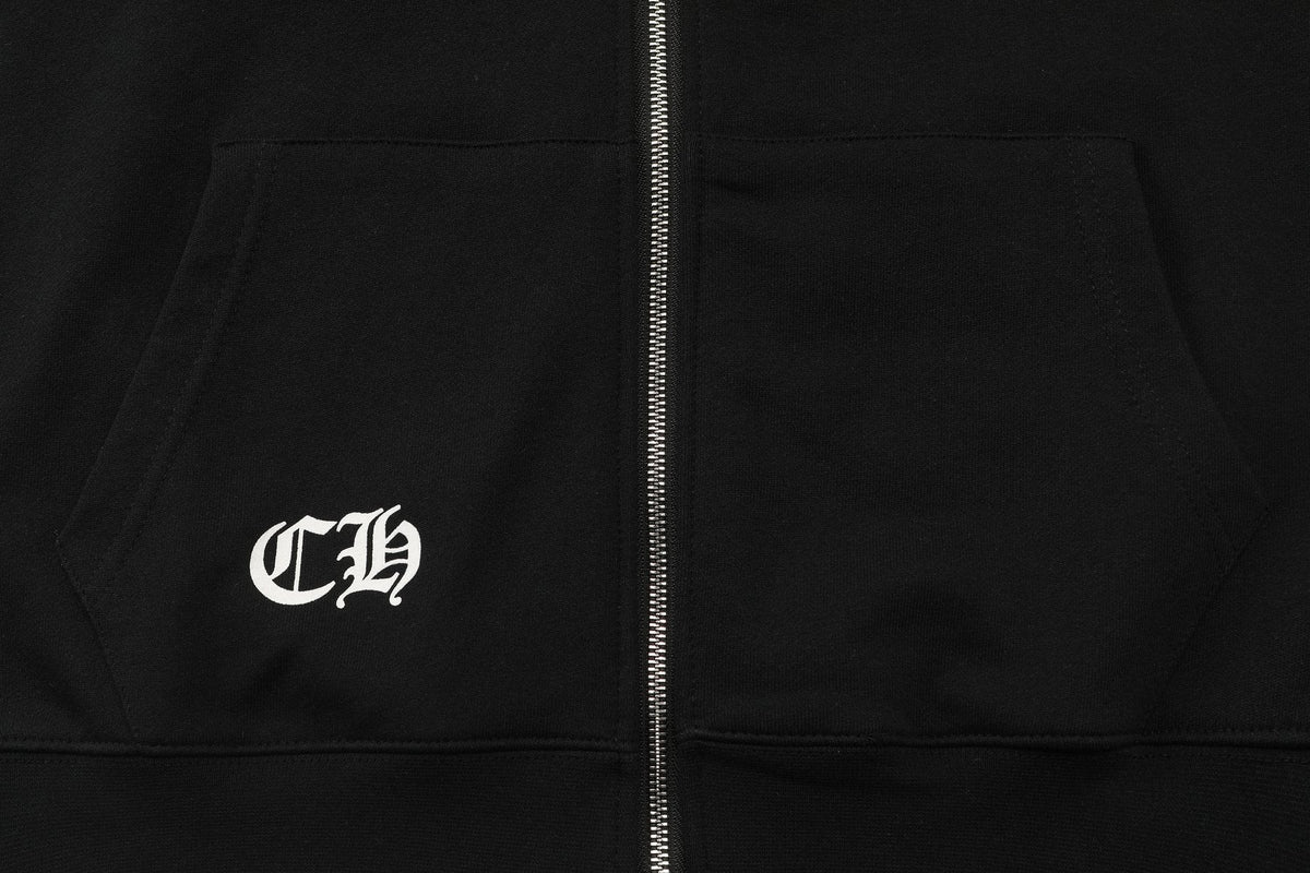 Chrome Hearts Blue Sanskrit Cross Zip Hoodie — detail