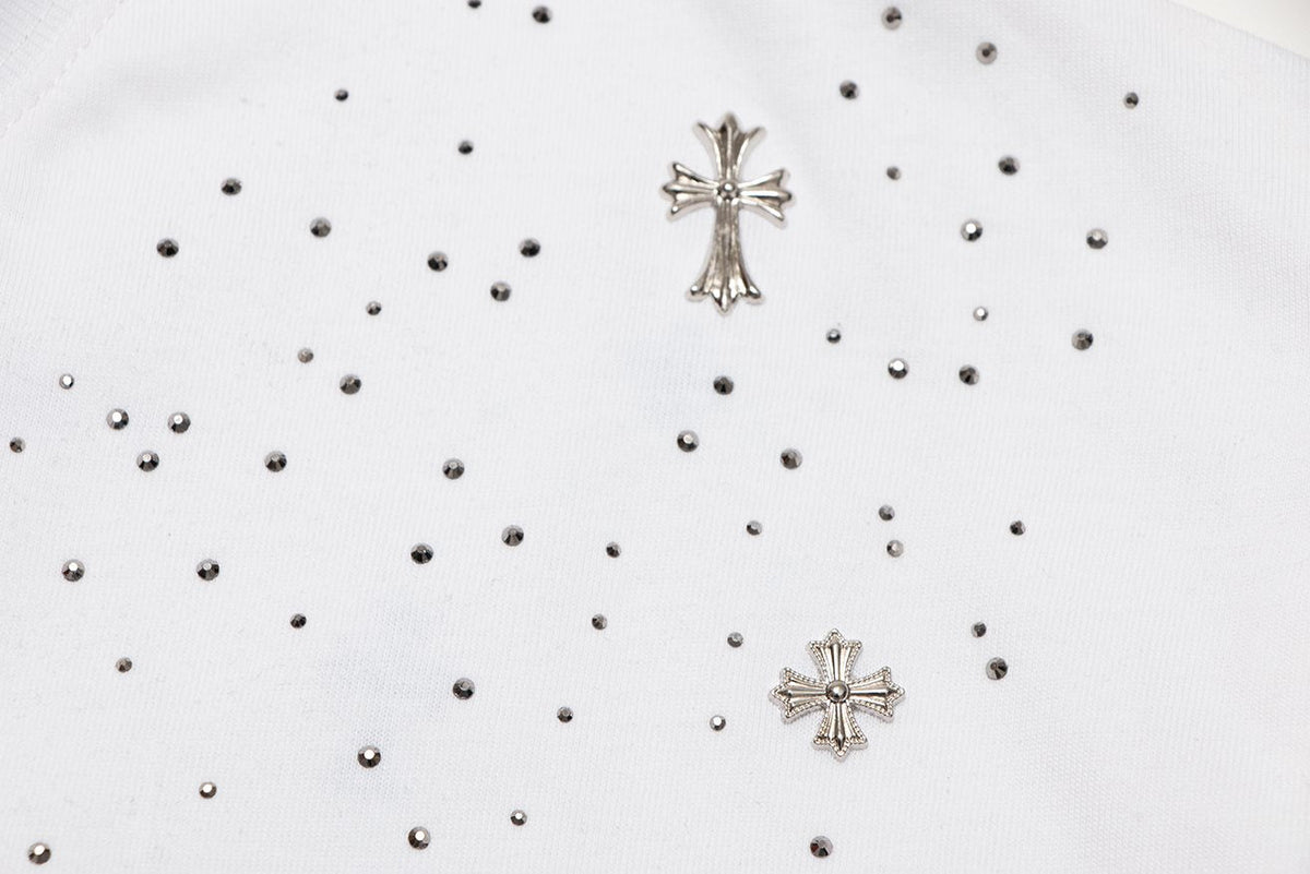 Chrome Hearts Rhinestone Cross Embellished T-Shirt — detail