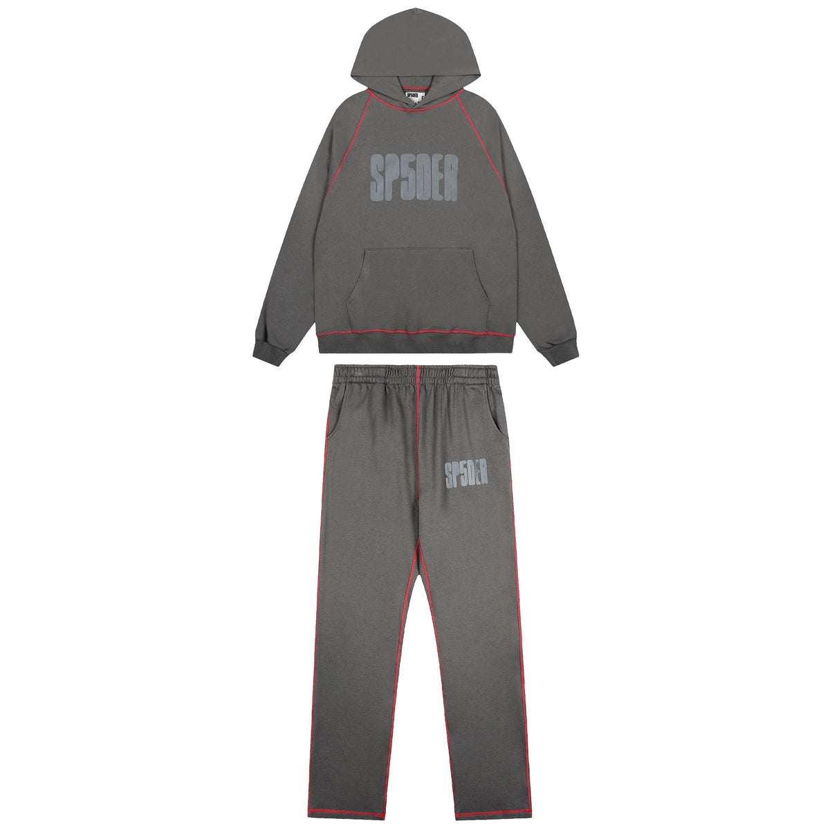 Sp5der Charcoal Gray Hoodie & Sweatpants Matching Set — hero